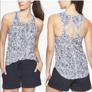 Athleta Tank Top Breezy Cutout Racerback Printed